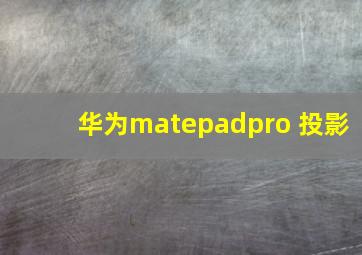 华为matepadpro 投影